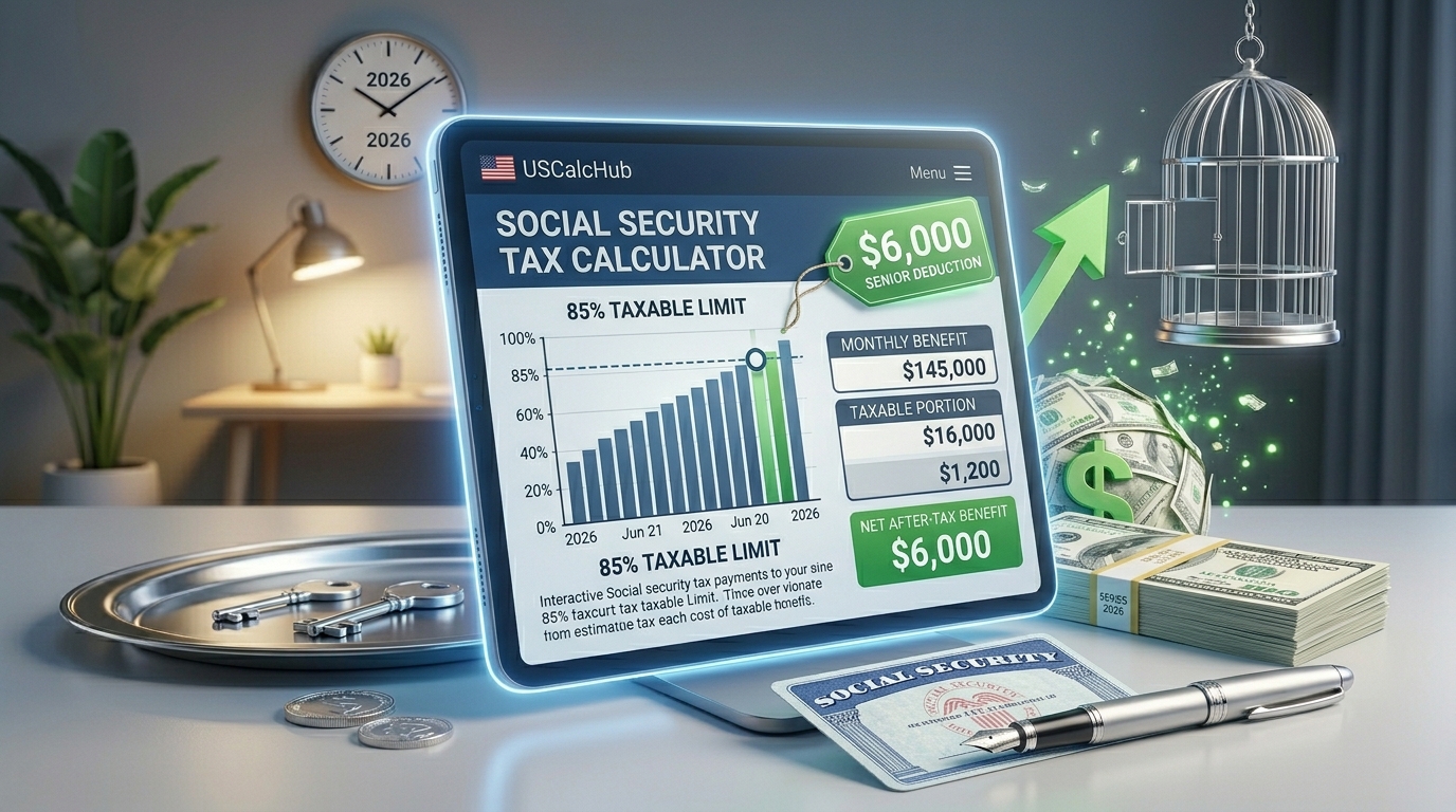 2026 Social Security tax calculator showing taxable amount and combined income brackets